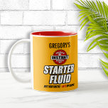 Funny Personalized Starter Fluid Tweekleurige Koffiemok<br><div class="desc">Een grappige startersvogel met jouw naam dat er precies op gepersonaliseerd is!</div>