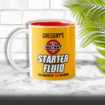 Funny Personalized Starter Fluid Tweekleurige Koffiemok<br><div class="desc">Een grappige startersvogel met jouw naam dat er precies op gepersonaliseerd is!</div>