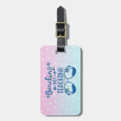 Funny Personalized Teacher Beach Blue Pink Ombre Bagagelabel (Voorkant verticaal)