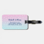 Funny Personalized Teacher Beach Blue Pink Ombre Bagagelabel (Achterkant horizontaal)