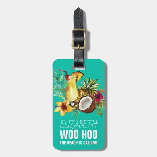 Funny Personalized Tropical Cocktail Bagagelabel (Voorkant verticaal)
