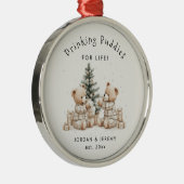 Funny Personalized Twin Drinking Buddies Christmas Metalen Ornament (Rechts)