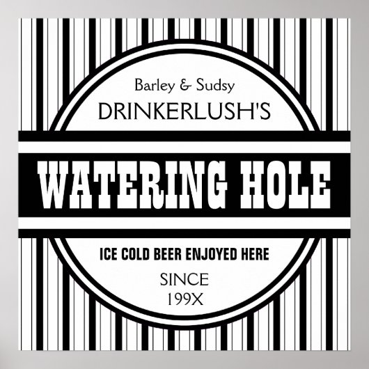 Funny Personalized Watering Hole Home Bar Sign Poster (Voorkant)