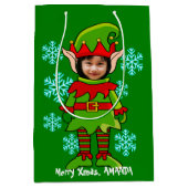 Funny personalized Xmas elf foto lijst Medium Cadeauzakje (Voorkant)