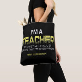 Funny Personalized Yellow Black Teacher Canvas tas (Dichtbij)