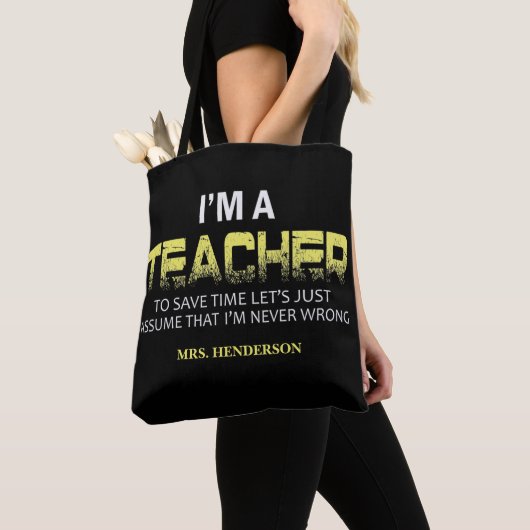 Funny Personalized Yellow Black Teacher Canvas tas (Dichtbij)