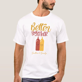 Funny Personated Mannen Mustard Ketchup Couples T T-shirt