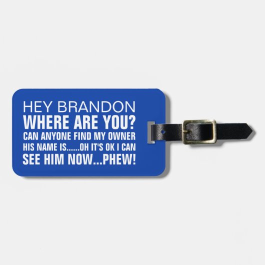 Funny Persoonlijke naam waar ben je? Bagagelabel (Voorkant horizontaal)