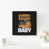 Funny Pet Animal Hamster met aardappel Vierkante Klok (Huis)