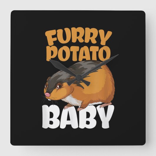 Funny Pet Animal Hamster met aardappel Vierkante Klok (Voorkant)