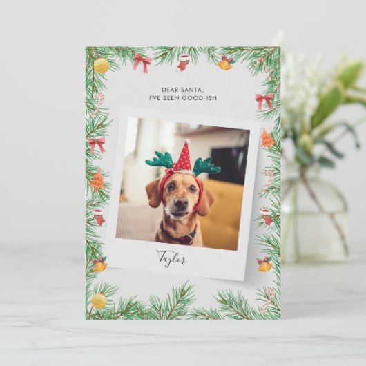 Funny Pet Dog Aangepaste Kerstmis Feestdagenkaart (Staand voorkant)