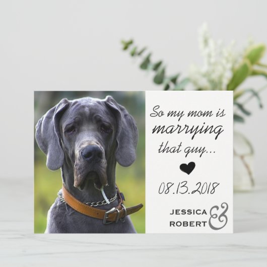 Funny Pet Dog bewaart de datumkaart Save The Date (Staand voorkant)