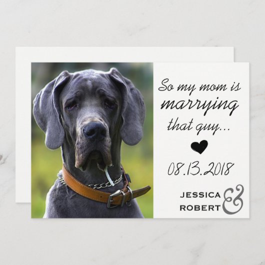 Funny Pet Dog bewaart de datumkaart Save The Date (Voorkant / Achterkant)
