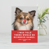 Funny Pet Dog Foto Vakantie Kaart Rendieren Spelle (Staand voorkant)
