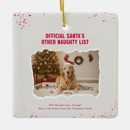 Funny Pet Dog Picture Christmas Holiday Keramisch Ornament (Voorkant)
