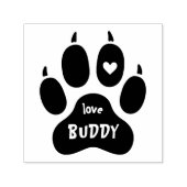 Funny Pet Dog's Name Paw Print Heart & Signature Zelfinktende Stempel (Design)