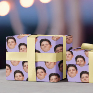Funny Pet Face Photo Lavender Gift Wrapping Paper Cadeaupapier