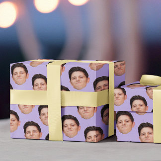 Funny Pet Face Photo Lavender Gift Wrapping Paper Cadeaupapier