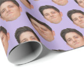 Funny Pet Face Photo Lavender Gift Wrapping Paper Cadeaupapier (Rol Hoek)