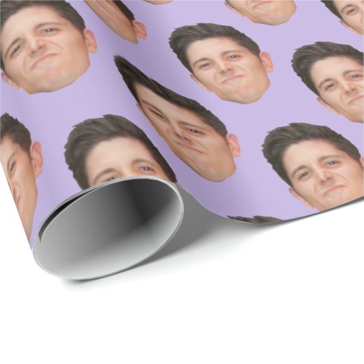 Funny Pet Face Photo Lavender Gift Wrapping Paper Cadeaupapier (Rol Hoek)