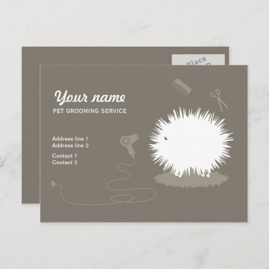 Funny pet grooming Promotion Briefkaart (Voorkant / Achterkant)