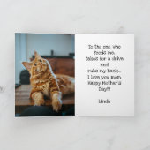 Funny Pet Happy Fur Moederdag Kat foto groen Kaart (Binnen)