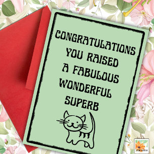 Funny Pet Happy Fur Moederdag Kat foto groen Kaart