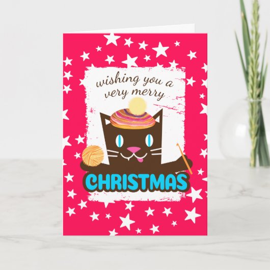Funny pet met kersthaak feestdagen kaart (Voorkant)