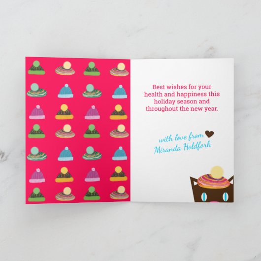 Funny pet met kersthaak feestdagen kaart (Binnen)