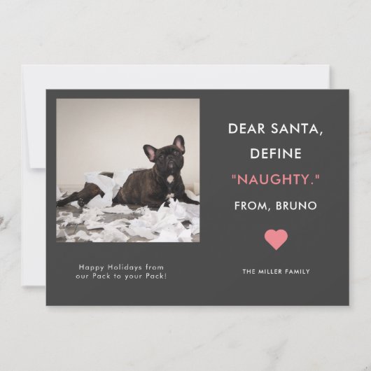 Funny Pet met Kerstmis | Naughty definiëren Feestdagenkaart (Voorkant)