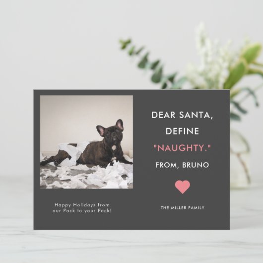 Funny Pet met Kerstmis | Naughty definiëren Feestdagenkaart (Staand voorkant)