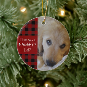 Funny Pet NAUGHTY OF NICE Red Black Buffalo Play Keramisch Ornament