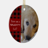 Funny Pet NAUGHTY OF NICE Red Black Buffalo Play Keramisch Ornament (Rechts)