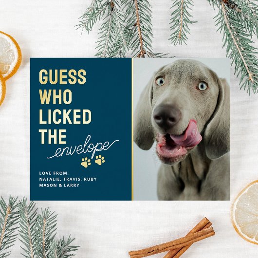 Funny Pet Photo Licked Envelopes Christmas Folie Feestdagenkaart