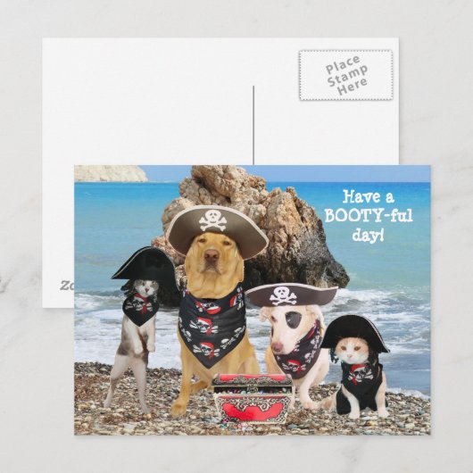 Funny Pet Pirate Day Briefkaart (Voorkant / Achterkant)