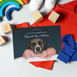 Funny Pet Sibling Birth Announement Kaart