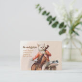 Funny Pet Sitter Card Cello-Plays Cat Visitekaartje (Staand voorkant)