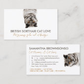 Funny Pet Sitter Gray British Shorthair Cat Visitekaartje (Voorkant / Achterkant)