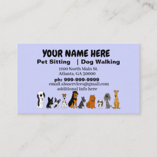 Funny Pet Sitter Visitekaartjes