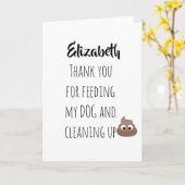 Funny Pet Sitting Kaart Dank u Dog Sitter POOP (Gele Bloem)