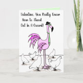 Funny Pet & Stropdas Flamingo voor zijn Valentijns Kaart (Voorkant)