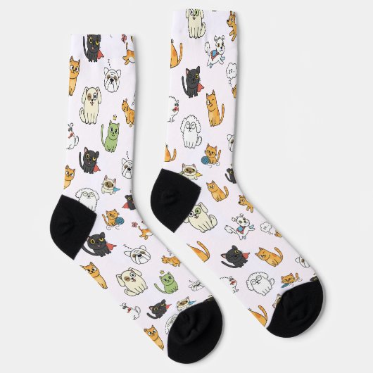 Funny Pets Pattern Crew Socks Sokken (Rechts)