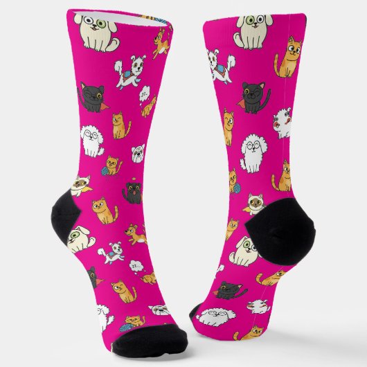 Funny Pets Pattern Crew Socks Sokken (Gebogen)