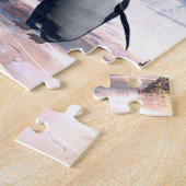 Funny pguin gaat op een meer met ijs legpuzzel (Zijkant)