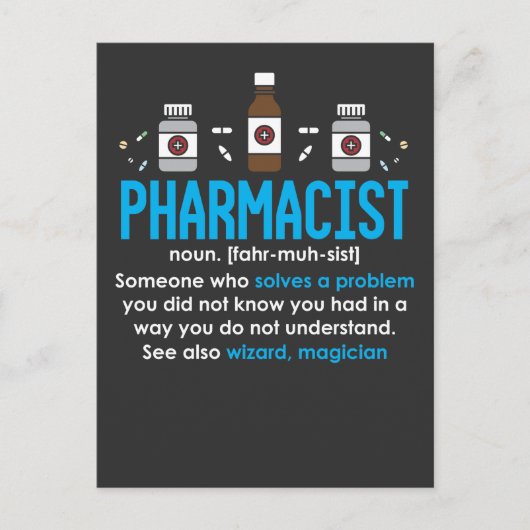 Funny Pharmacist Definition Pharmacy Employee Briefkaart (Voorkant)