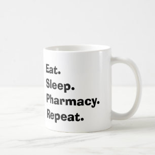 Funny Pharmacist geeft "Eat, Sleep, Pharmacy..." Koffiemok