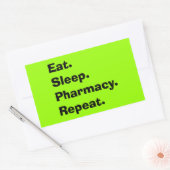 Funny Pharmacist geeft "Eat, Sleep, Pharmacy..." Rechthoekige Sticker (Envelop)