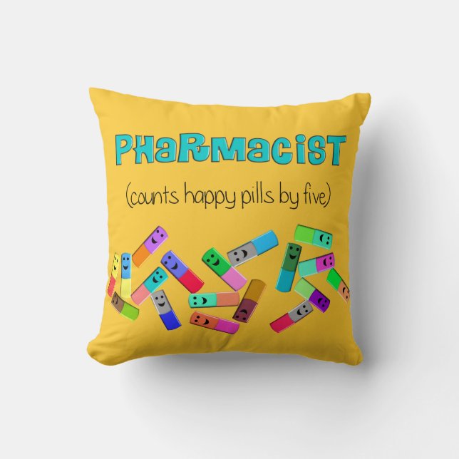 Funny Pharmacist "telt door vijf" Pillow Kussen (Voorkant)