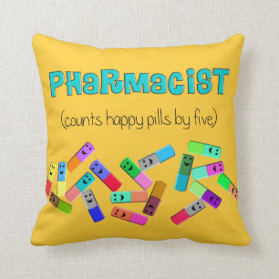 Funny Pharmacist "telt door vijf" Pillow Kussen