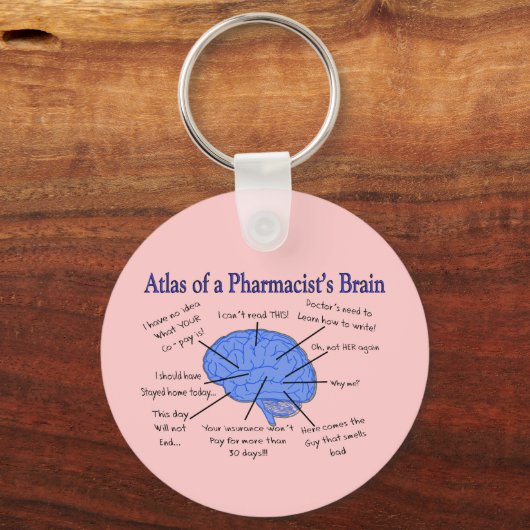 Funny Pharmacist's Brain Gifts Sleutelhanger (Voorkant)